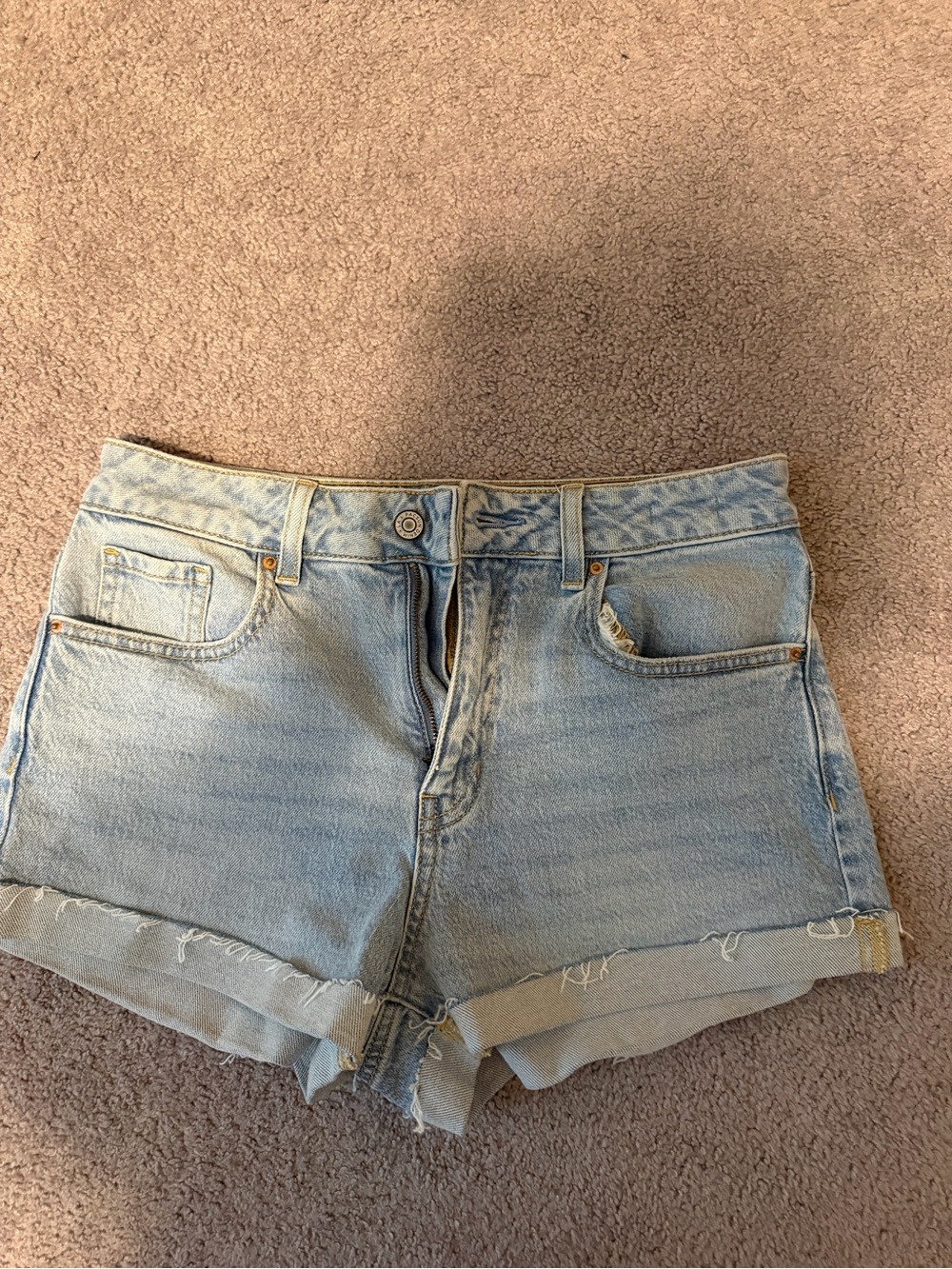 PacSun Light Blue High-Rise Rolled Denim Shorts